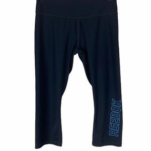 Reebok Activewear Capri Pants Medium Black Polyester Spandex